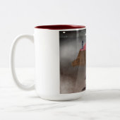 vuurtoren van Foggy Tweekleurige Koffiemok (Links)