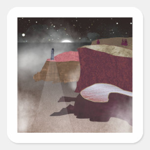 vuurtoren van Foggy Vierkante Sticker