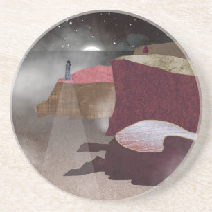 vuurtoren van Foggy Zandsteen Onderzetter