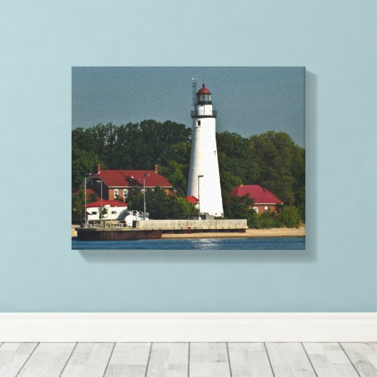 vuurtoren van Fort Gratiot Canvas Afdruk (Insitu (Houten vloer))