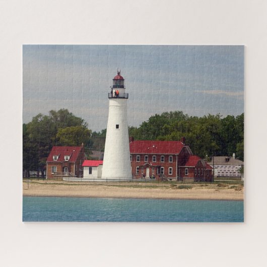 Vuurtoren van Fort Gratiot uit water Legpuzzel (Horizontaal)