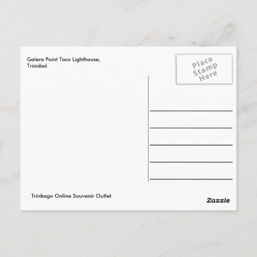 vuurtoren van Galera Point Toco, Trinidad Briefkaart (Achterkant)