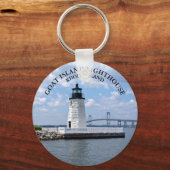 Vuurtoren van geiteneiland, Rhode Island Round Key Sleutelhanger (Voorkant)