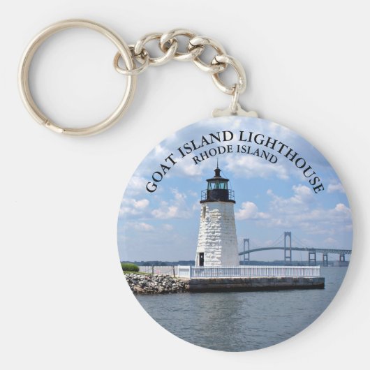 Vuurtoren van geiteneiland, Rhode Island Round Key Sleutelhanger (Voorkant)