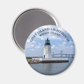Vuurtoren van geiteneiland, Rhode Island Round Mag Magneet (Voorkant / Achterkant)