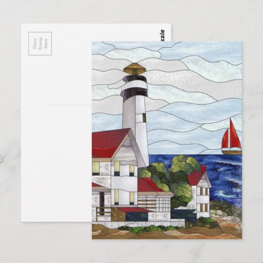 vuurtoren van Glas in lood Briefkaart (Voorkant / Achterkant)