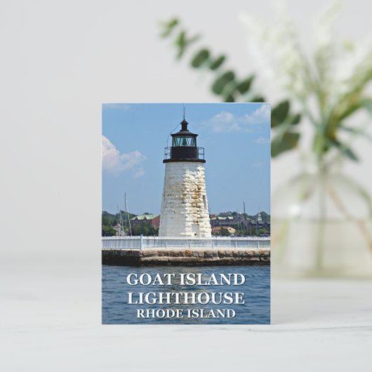 Vuurtoren van Goat Island, Briefkaart van Rhode Is (Staand voorkant)
