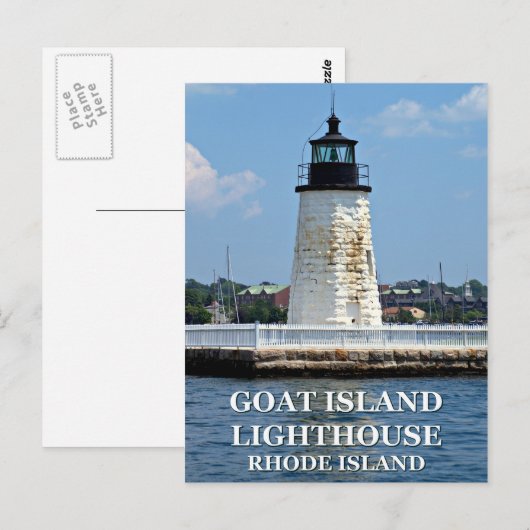 Vuurtoren van Goat Island, Briefkaart van Rhode Is (Voorkant / Achterkant)