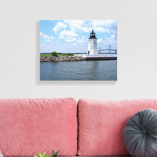Vuurtoren van Goat Island, schilderachtige schilde Canvas Afdruk (Insitu (Woonkamer))