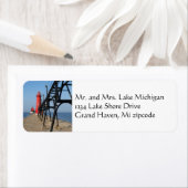 Vuurtoren van Grand Haven Michigan Etiket (Insitu)