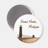 Vuurtoren van Grand Haven Michigan Magneet (Voorkant / Achterkant)