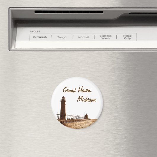 Vuurtoren van Grand Haven Michigan Magneet (Insitu (Vaatwasser))