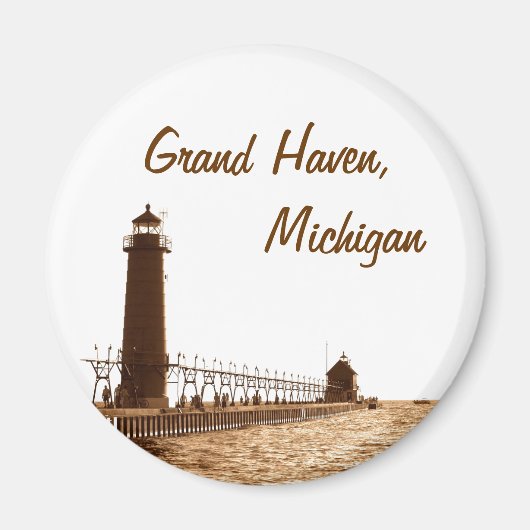 Vuurtoren van Grand Haven Michigan Magneet (Voorkant)