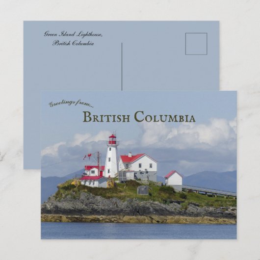 Vuurtoren van Green Island in British Columbia Briefkaart (Voorkant / Achterkant)
