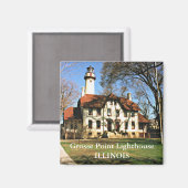 Vuurtoren van Grosse Point, Illinois Magnet (Voorkant / Achterkant)