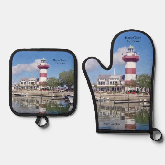 Vuurtoren van Harbor Town Ovenwant & Pannenlap Set (Voorkant)