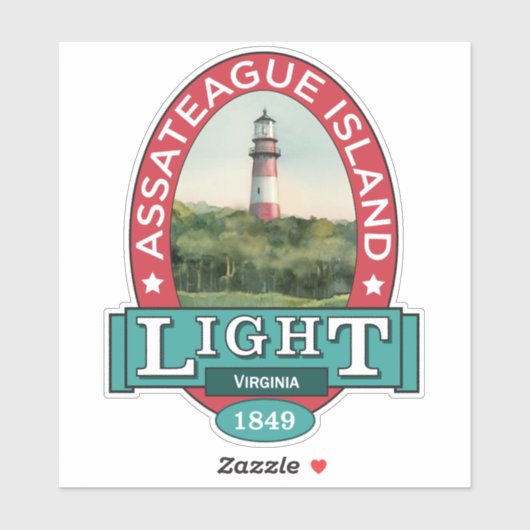 Vuurtoren van het eiland Assateague Sticker (Vel)
