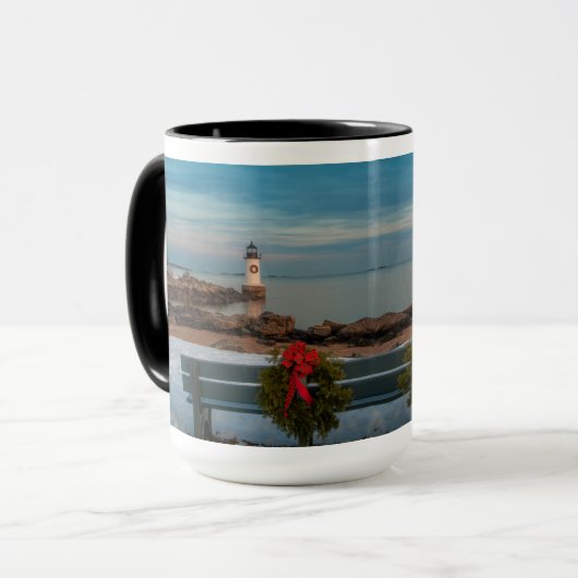 Vuurtoren van het eiland Salem bij Kerstmis Mok (Voorkant links)