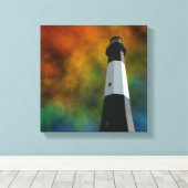 vuurtoren van het eiland tybee canvas afdruk (Insitu (Houten vloer))