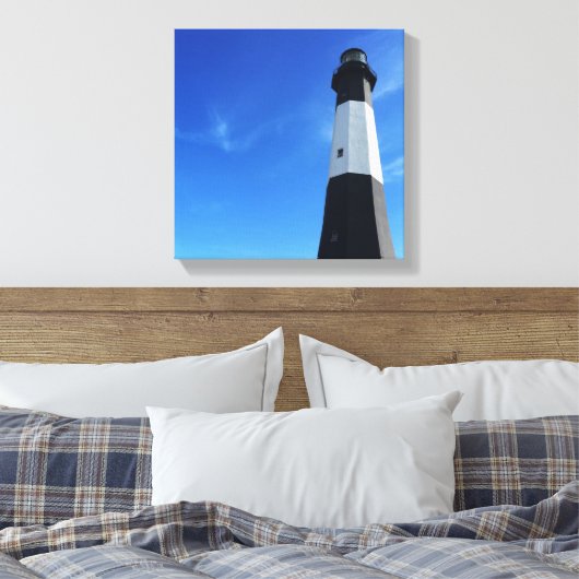 vuurtoren van het eiland tybee canvas afdruk (Insitu (Slaapkamer))