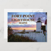 vuurtoren van het fort, briefkaart van Maine (Voorkant / Achterkant)