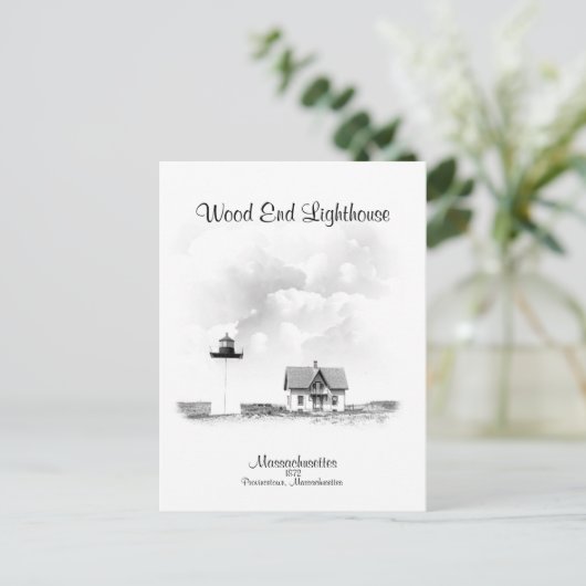 Vuurtoren van het hout - Massachusetts Briefkaart (Staand voorkant)