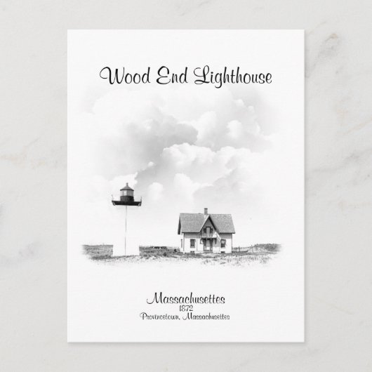 Vuurtoren van het hout - Massachusetts Briefkaart (Voorkant)