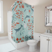 vuurtoren van het marien nautisch zee douchegordijn (In situ)