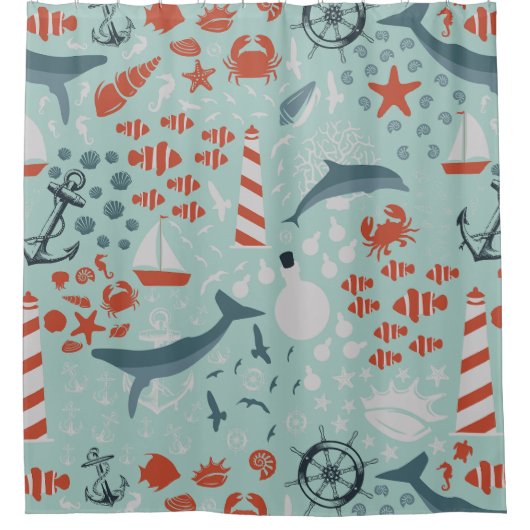 vuurtoren van het marien nautisch zee douchegordijn (Voorkant)