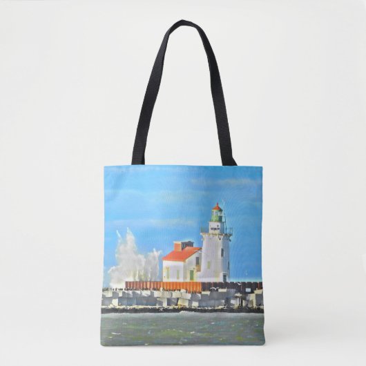 Vuurtoren van het meer Erie met golfCanvas tas (Voorkant)
