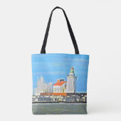 Vuurtoren van het meer Erie met golfCanvas tas (Achterkant)