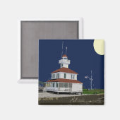 Vuurtoren van het meer Pontchartrain bij nacht Magneet (Voorkant / Achterkant)