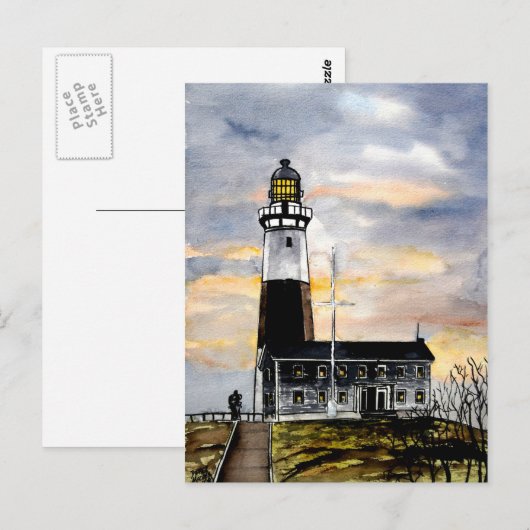 vuurtoren van het montauk new york - briefkaart (Voorkant / Achterkant)