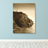 vuurtoren van het noorden | Fort Canby State Park, Canvas Afdruk (Insitu (Houten vloer))