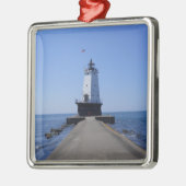 vuurtoren van het noorden, Ludington, MI-metaal of Metalen Ornament (Links)