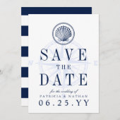 Vuurtoren van het strand | De uitnodigingsdatum op Save The Date (Voorkant / Achterkant)