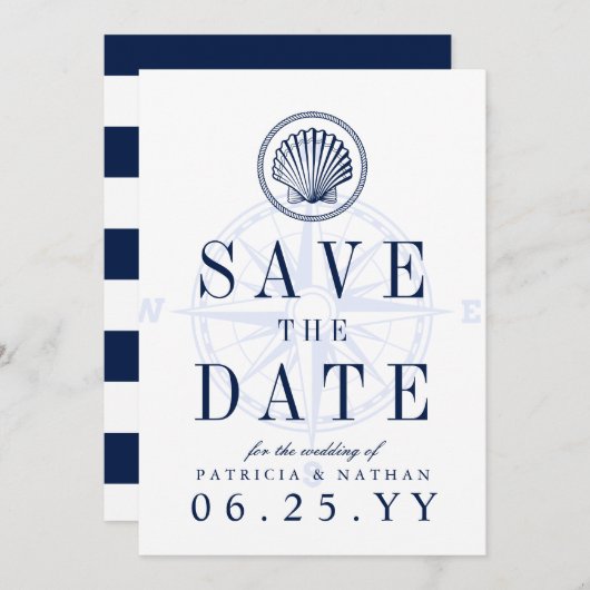 Vuurtoren van het strand | De uitnodigingsdatum op Save The Date (Voorkant / Achterkant)