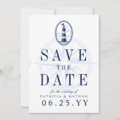 Vuurtoren van het strand | De uitnodigingsdatum op Save The Date (Voorkant)