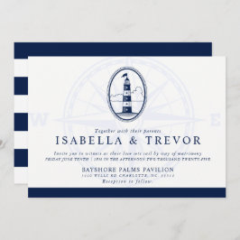 Vuurtoren van het strand | Nautisch thema bruiloft Kaart