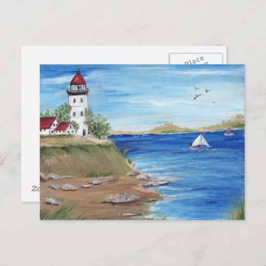 vuurtoren van het Zee Briefkaart (Voorkant / Achterkant)