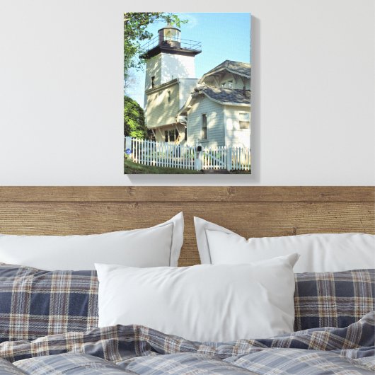 Vuurtoren van het Ziekenhuis, MA Wrapped Canvas Afdruk (Insitu (Slaapkamer))