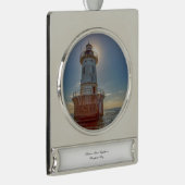 Vuurtoren van Hoopers Verzilverd Banner Ornament (Rechts)