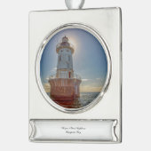 Vuurtoren van Hoopers Verzilverd Banner Ornament (Links)
