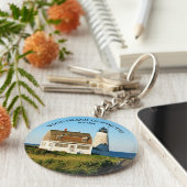 Vuurtoren van hout, Maine Round Keyring Sleutelhanger (Zijkant)