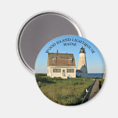 Vuurtoren van hout, Maine Round Magnet (Voorkant / Achterkant)