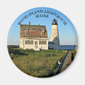 Vuurtoren van hout, Maine Round Magnet (Voorkant)