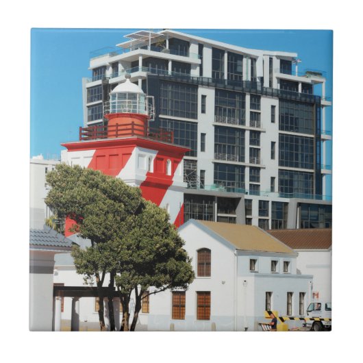 Vuurtoren van Kaapstad Cityscape Tegeltje (Voorkant)