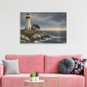 Vuurtoren van Keeper's Light Canvasprint Canvas Afdruk (Insitu (Woonkamer))