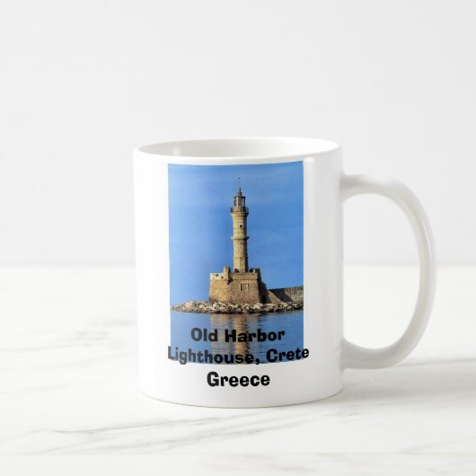 Vuurtoren van Kreta, oude haven, oude haven ... Koffiemok (Rechts)