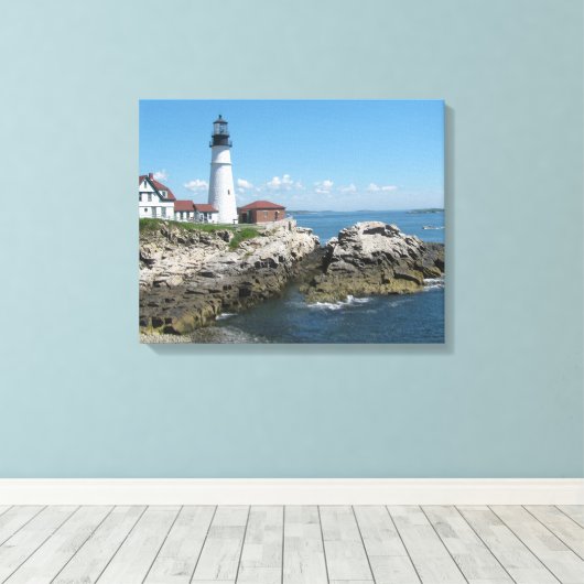 Vuurtoren van Maine Canvas Afdruk (Insitu (Houten vloer))